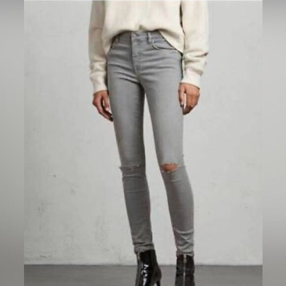 Allsaints Grace Slashed Grey Skinny NWT Size27 - Picture 1 of 13